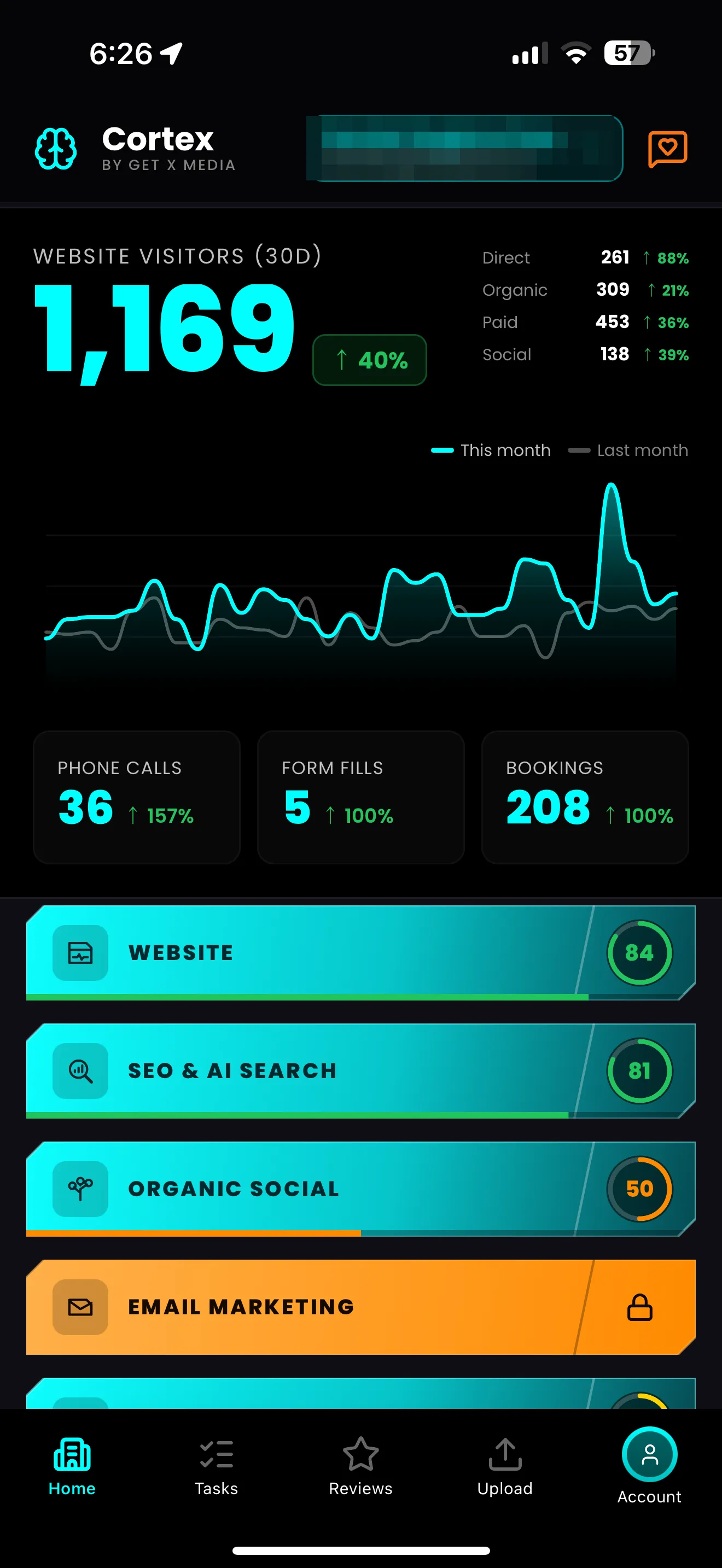 Cortex app home screen