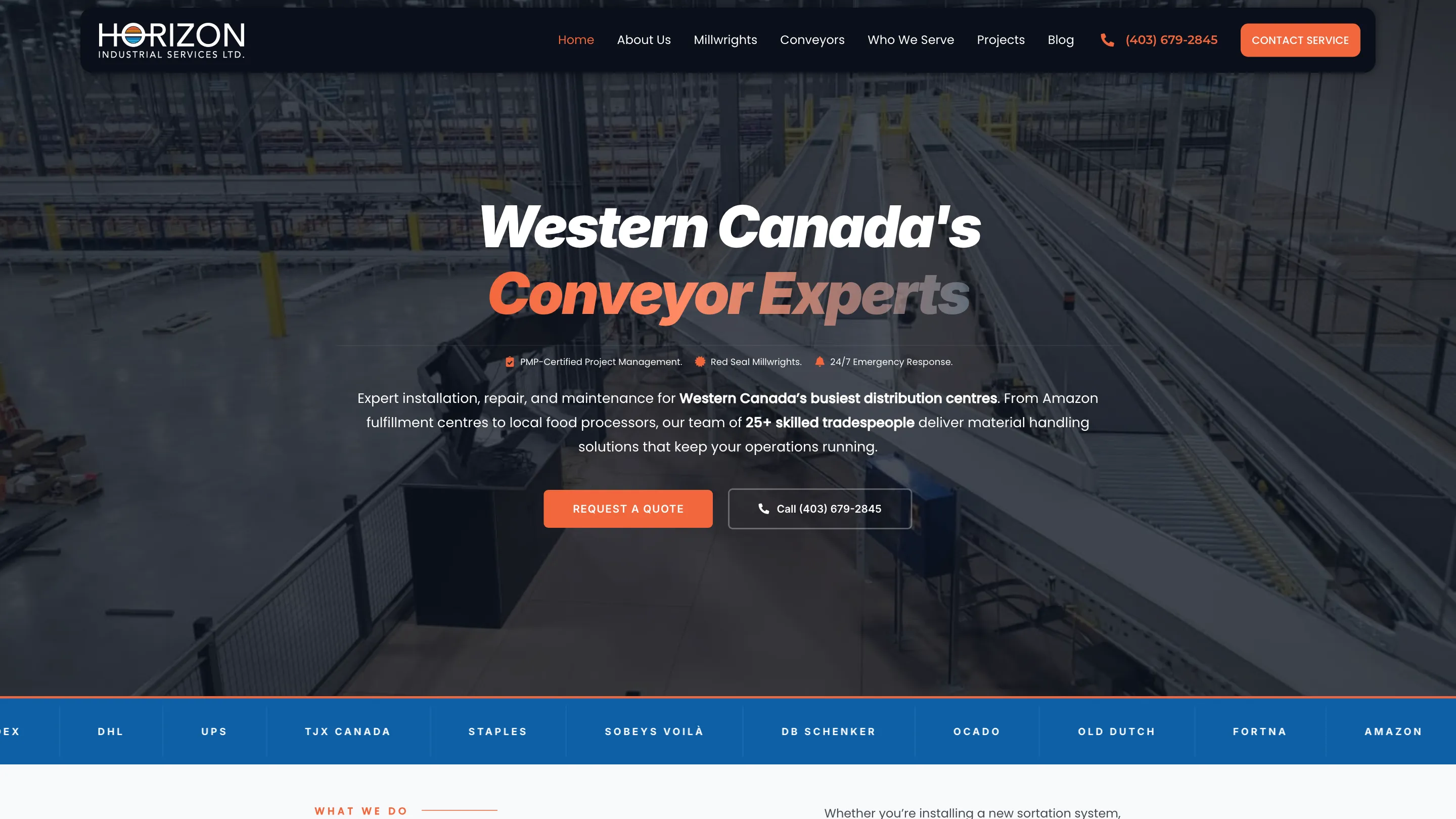 Horizon Industrial website designed by Get X Media